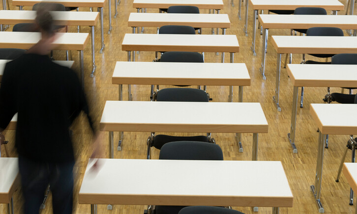 Distorted person in classroom