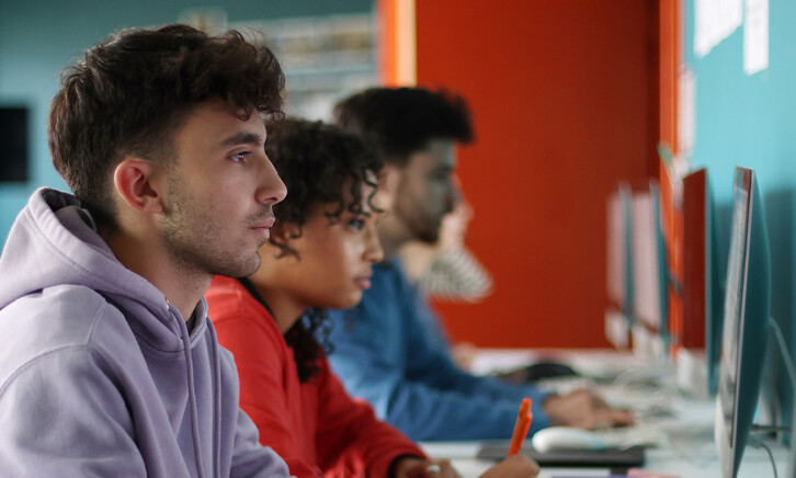 Students using computers