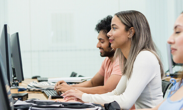 Students using computers