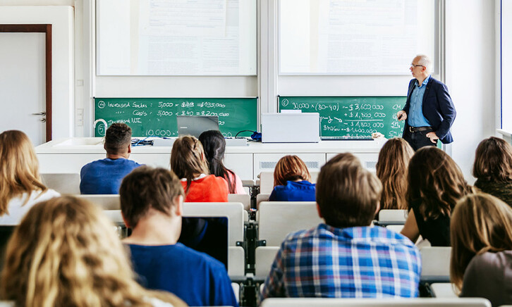 Professor instructing class
