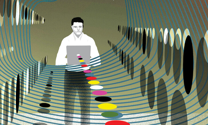 Illustration of person using computer