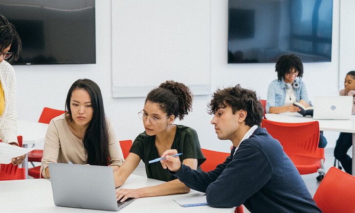 Students using device 