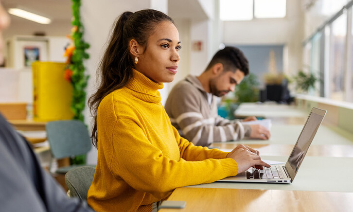Student using laptop