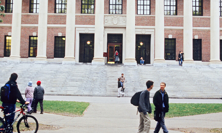 Students walking around campus