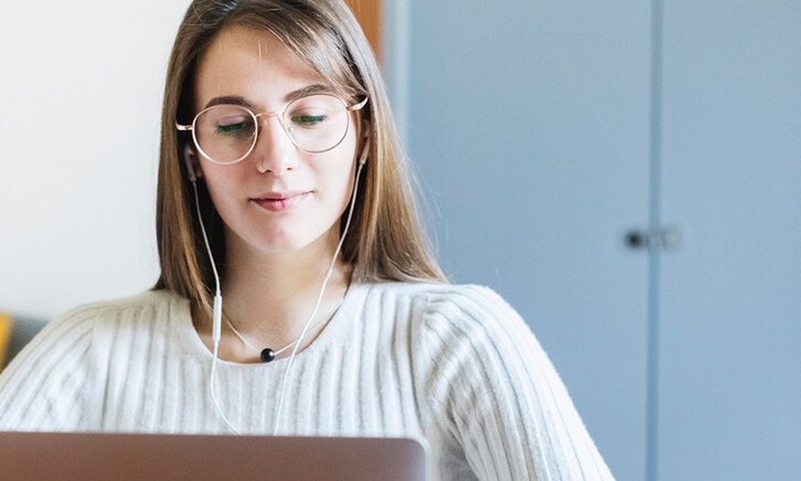 Student using laptop
