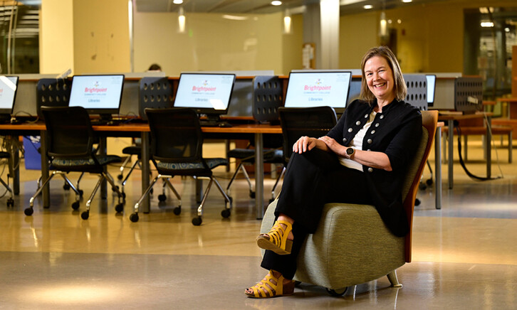 woman in chair in computer lab