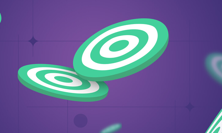 Illustration of blue bullseye on purple background