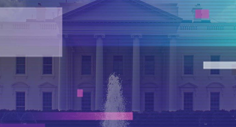 An image of the White House saturated with various colors