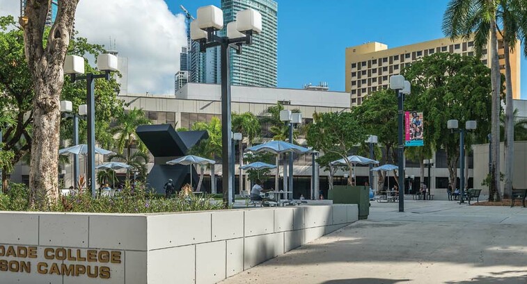 Miami Dade College's Wolfson Campus is pictured on a sunny day in Miami.