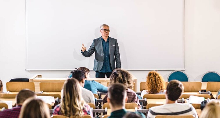 Professor lecturing to class