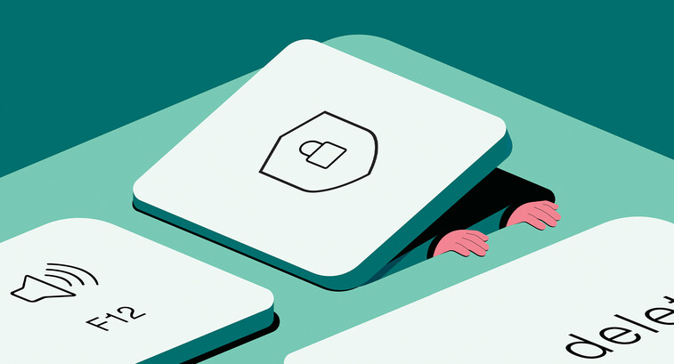 Illustration of person lifting key on keyboard