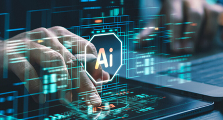 AI hand on keyboard