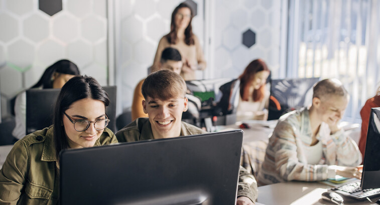 Students in a computer class