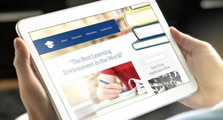 Person reviewing school website