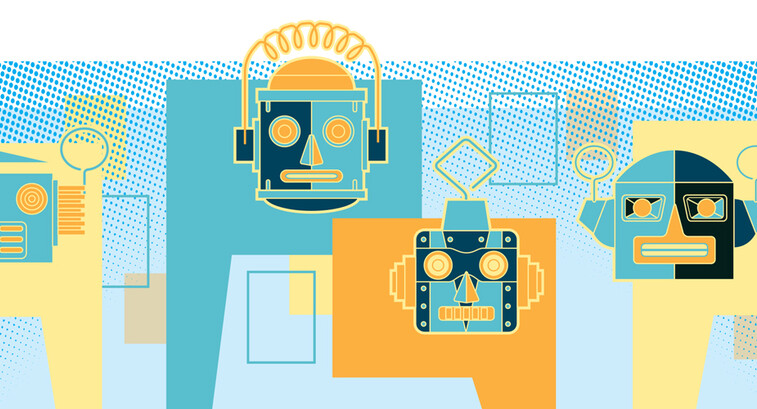 Illustration of fun robot heads