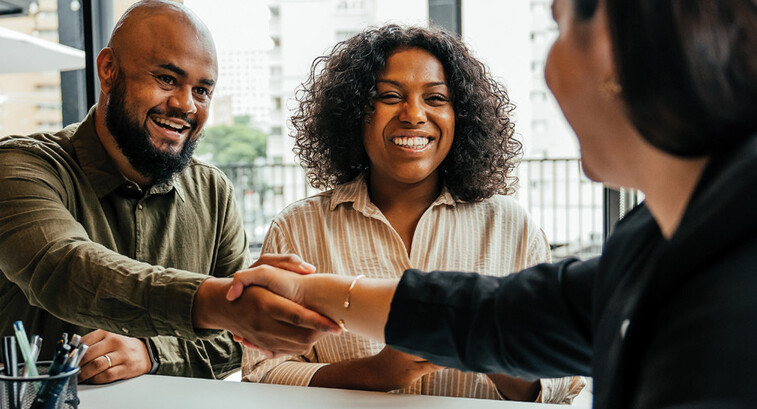 People meeting and shaking hands