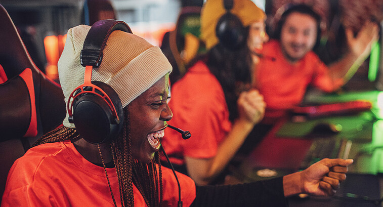 Esports team competing