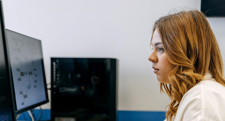 Student using computer