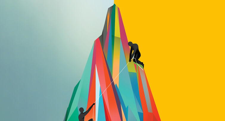 Animation of climbing a mountain