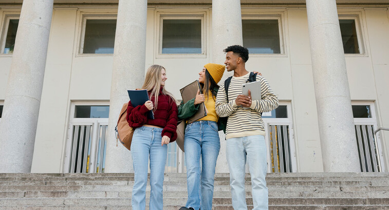 Students walking on campus