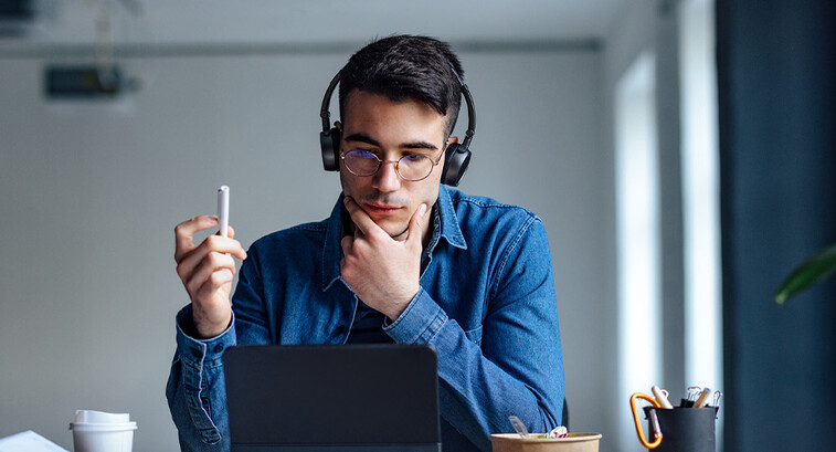Student attending school online