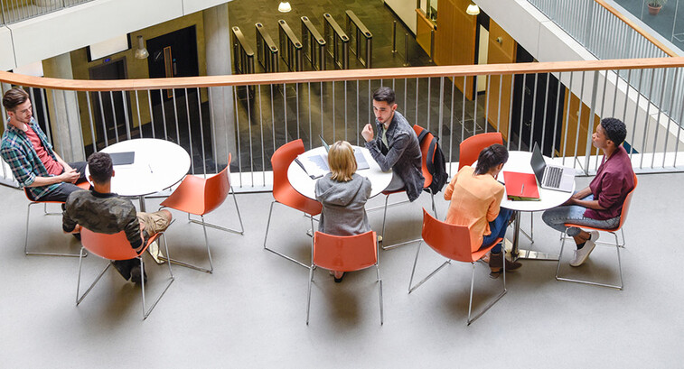 Students in university library