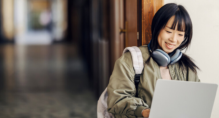 Student using computer