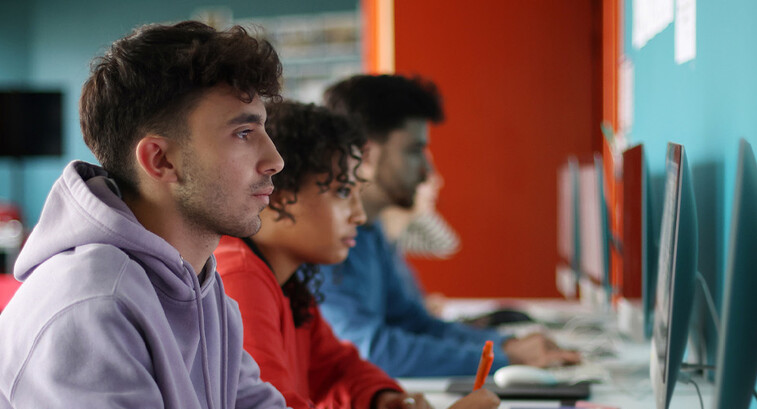 Students using computers