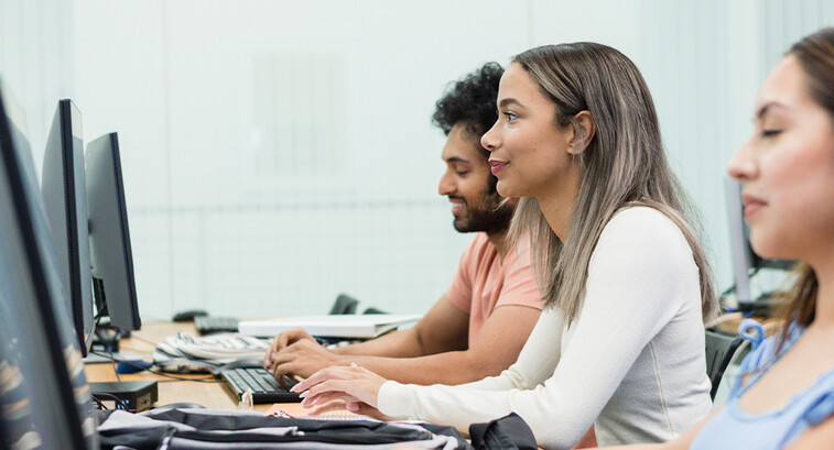 Students using computers