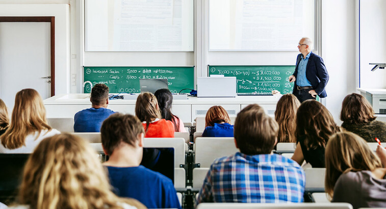 Professor instructing class