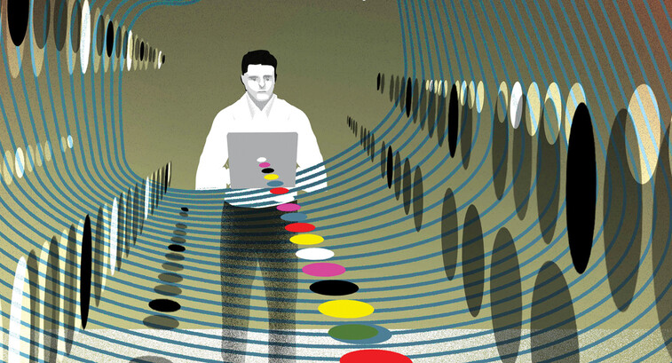 Illustration of person using computer