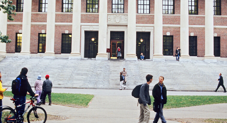 Students walking around campus