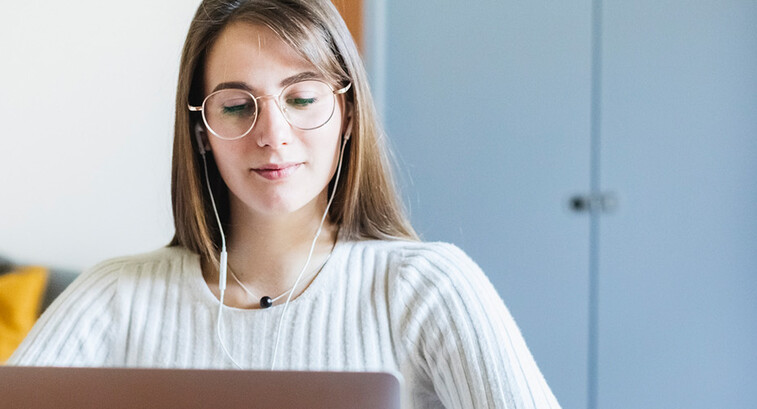 Student using laptop