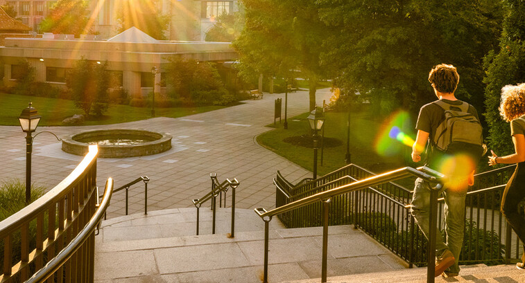 Students walking on campus