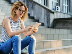 College student using tablet