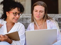 Students working on campus
