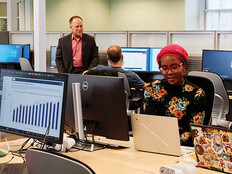 Students work inside at computer lab at Pennsylvania State University