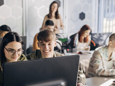 Students in a computer class