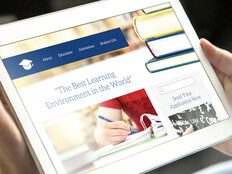 Person reviewing school website