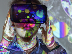Student wearing VR headset