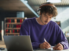 Student studying in the library