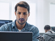 Person using computer in the office