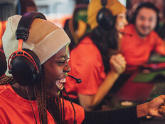 Esports team competing