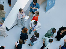 People networking at a conference