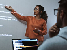 Employee giving a presentation