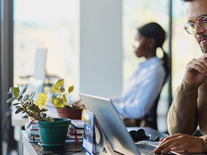 Man working on a computer in an office