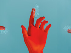 Hands with fingerprint glow