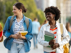 Students walking on campus