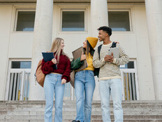Students walking on campus