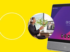 Person having virtual meeting